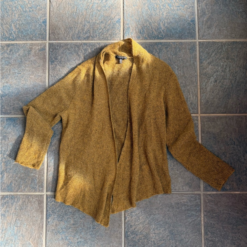 Eileen Fisher Mustard Knit Cardigan
